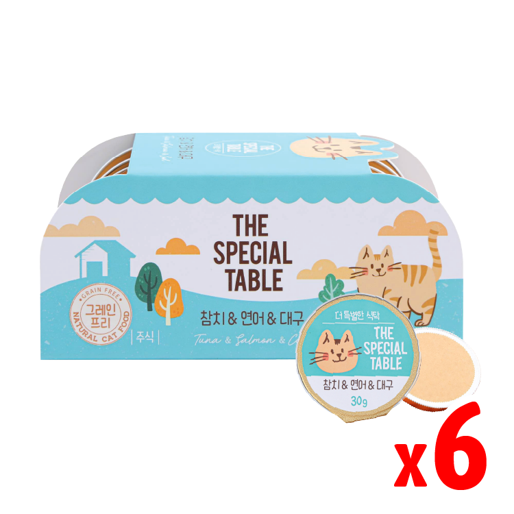 【組合優惠】韓國Cat Pure |貓咪迷你主食罐 吞拿魚 & 三文魚 & 鱈魚 30g×6 (CP-1284)