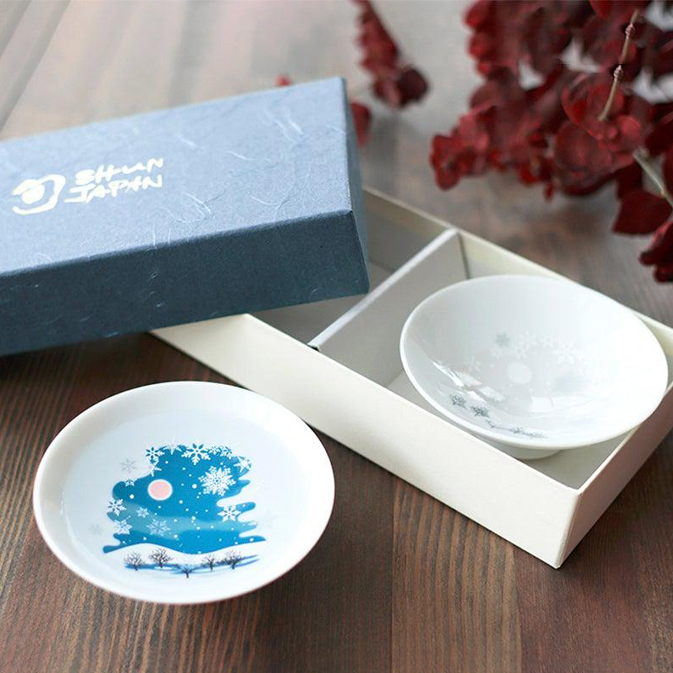 丸モ高木陶器 白平盃 — 雪景