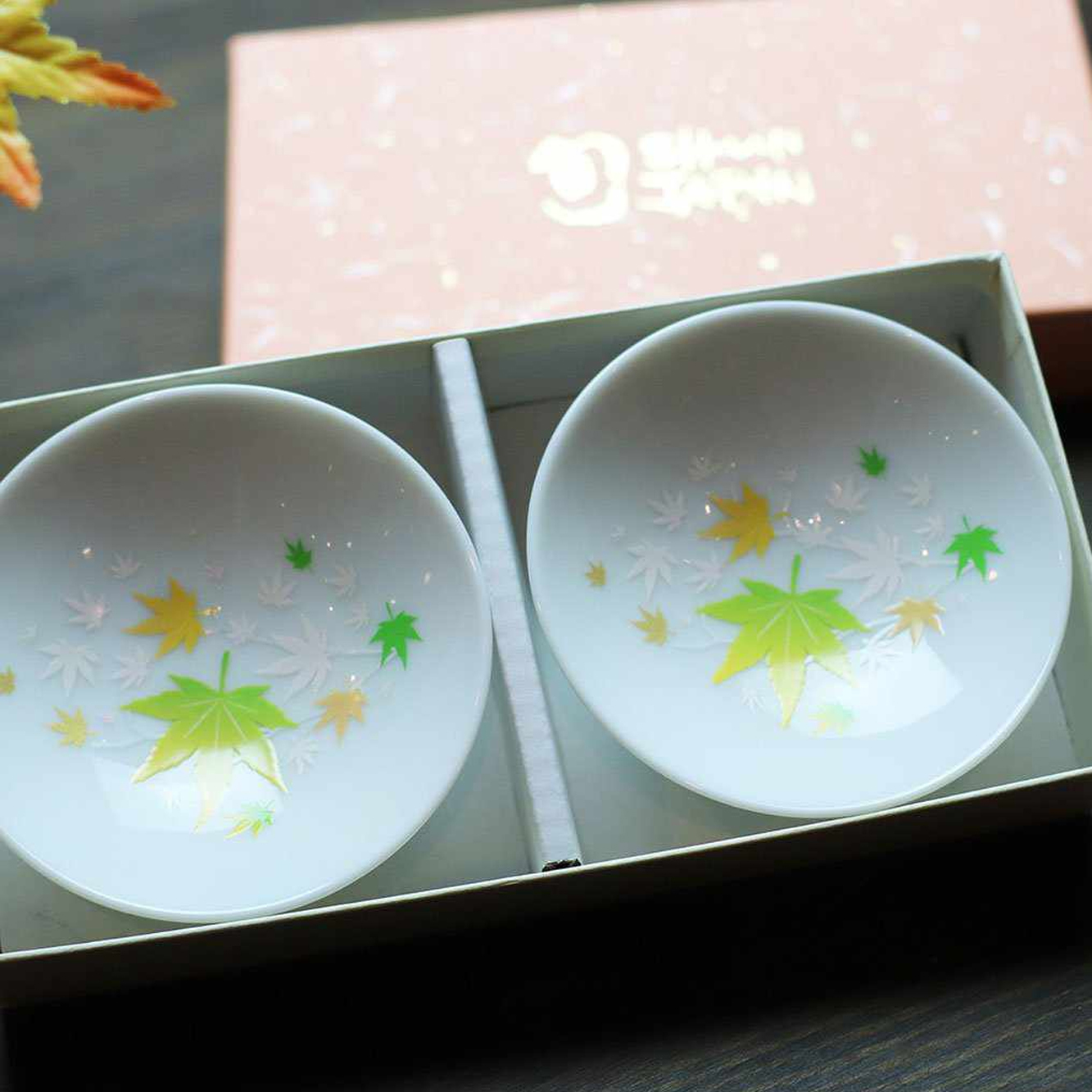 丸モ高木陶器 白平盃 — 紅葉