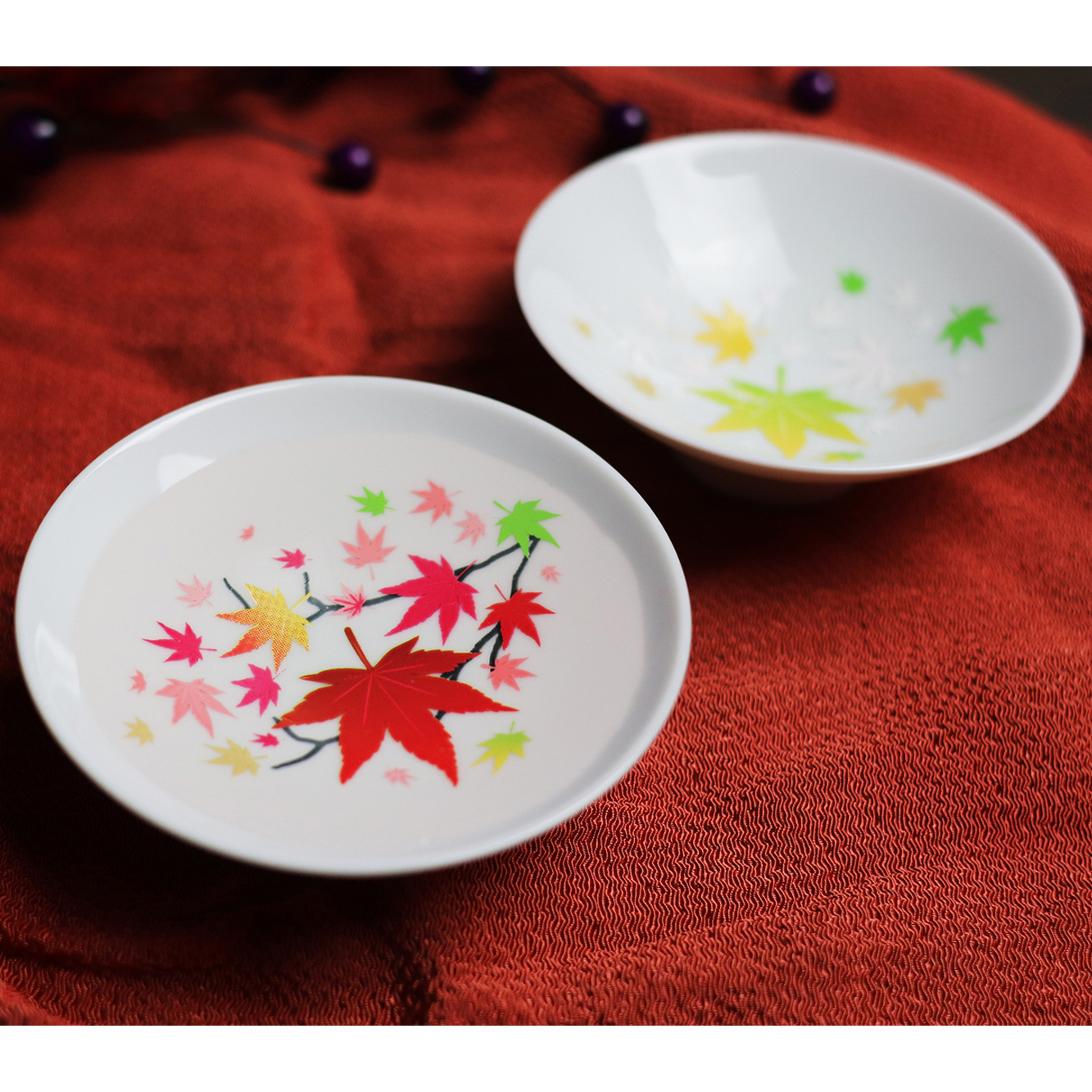 丸モ高木陶器 白平盃 — 紅葉