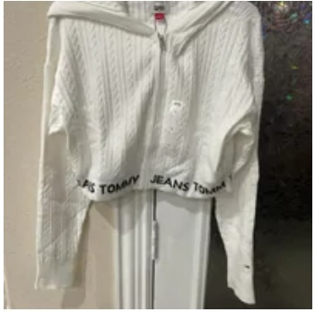 [S] TOMMY HILFIGER KNITTED CROP HOODIE,WHITE, 76J4162-110 (STH433)