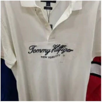[S] TOMMY HILFIGER REGULAR FIT EMBROIDERED NYC SCRIPT POLO,WHITE, 78J9450-100 (STH434)