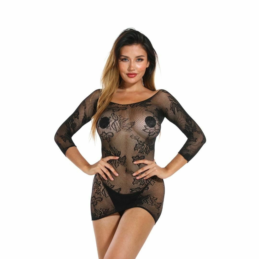 Floral dark pattern sleeved dress 4915