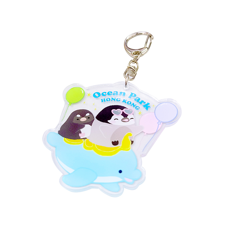 Penguin with Dolphin Acrylic Keychain