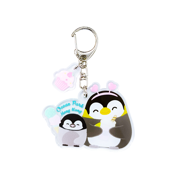 Penguin with Chick Ice-Cream Acrylic Keychain