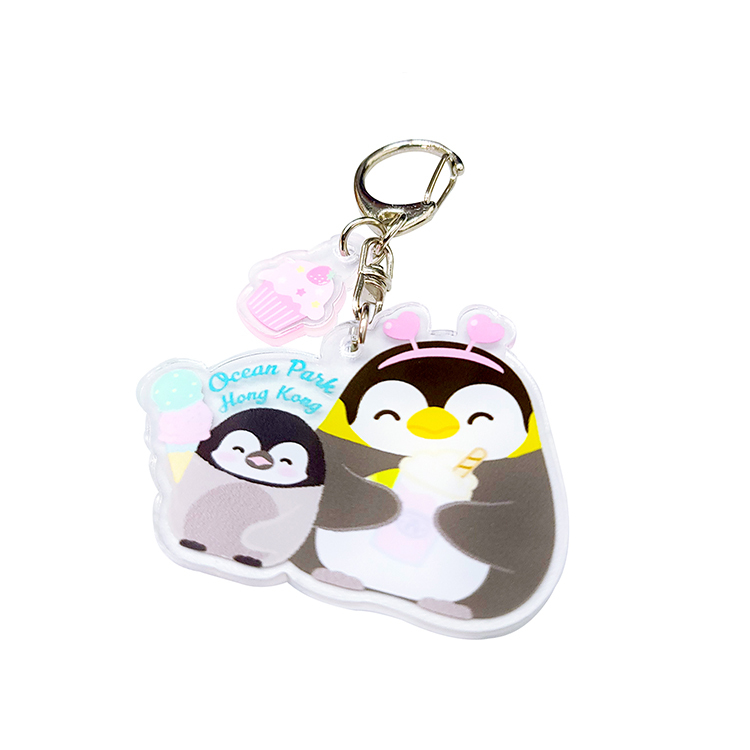 Penguin with Chick Ice-Cream Acrylic Keychain