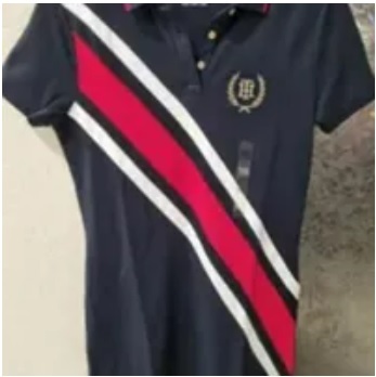 [S] TOMMY HILFIGER BANNER STRIPE POLO DRESS,NAVY, 76J4366-410 (STH440)