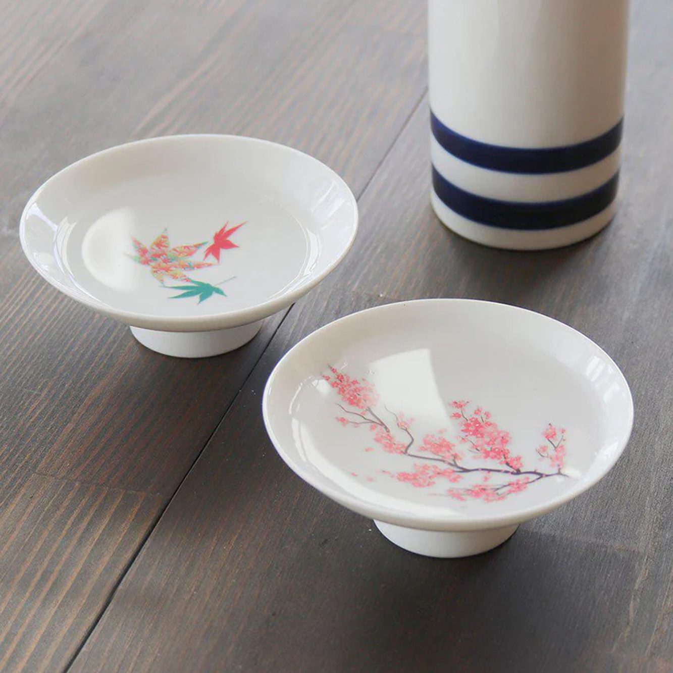 丸モ高木陶器 白平盃 — 櫻花與紅葉