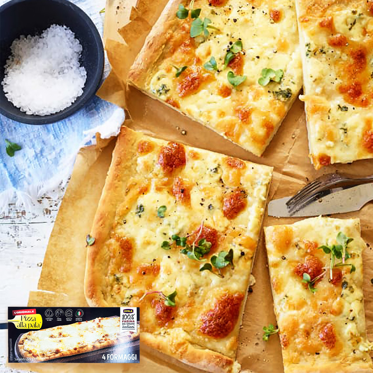 Pizza alla pala - 意大利傳統手作芝士四重奏長薄餅 (13x31cm)(約250-270g)(急凍) #香脆鬆軟#石爐烤製#天然泉水#一級麵粉#加熱即食#懶人必備