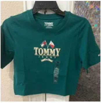 [S] TOMMY HILFIGER GOLD EMBROIDERY FLAG LOGO CROP,TURF, 76J4334-321 (STH451)