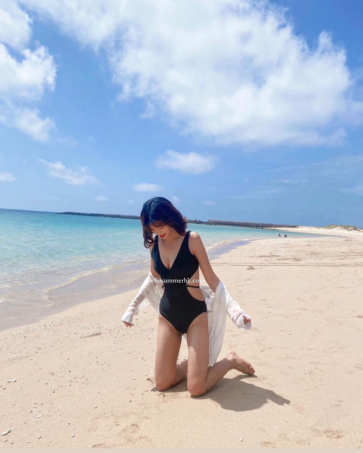 OP027B 雙肩粗帶修身連身泳衣 swimsuit