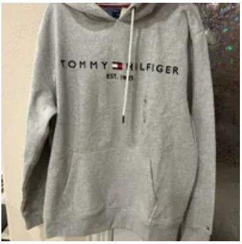 [S] TOMMY HILFIGER EMBROIDERED TOMMY LOGO HOODIE,GREY, 78J9503-030 (STH457)