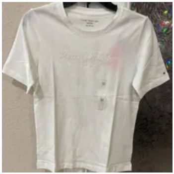 [S] TOMMY HILFIGER EMBROIDERED TOMMY SCRIPT LOGO T-SHIRT,WHITE, 76J4317-110 (STH461)