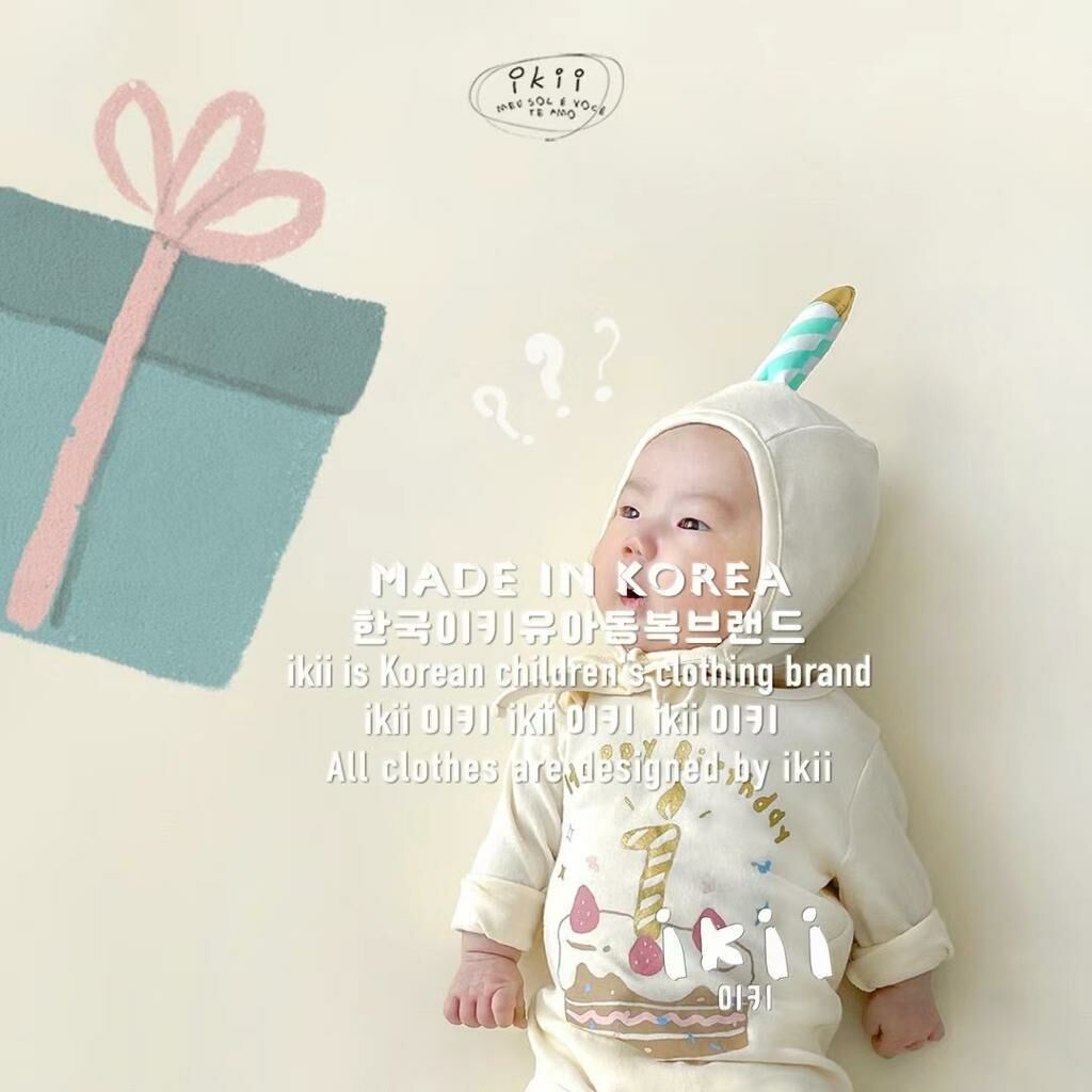 (現貨)韓國直送 ikii Happy Birthday 生日衫仔set (連帽仔)