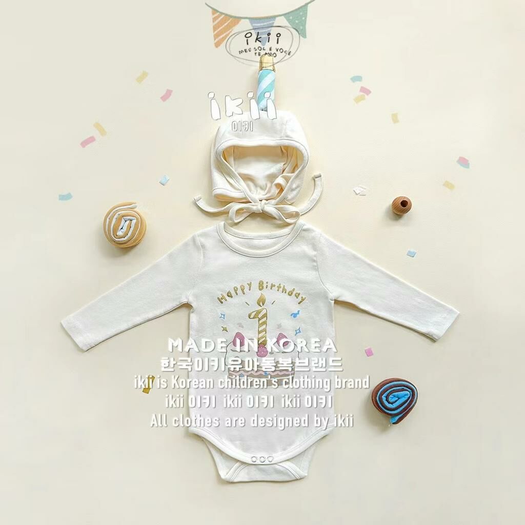 (現貨)韓國直送 ikii Happy Birthday 生日衫仔set (連帽仔)