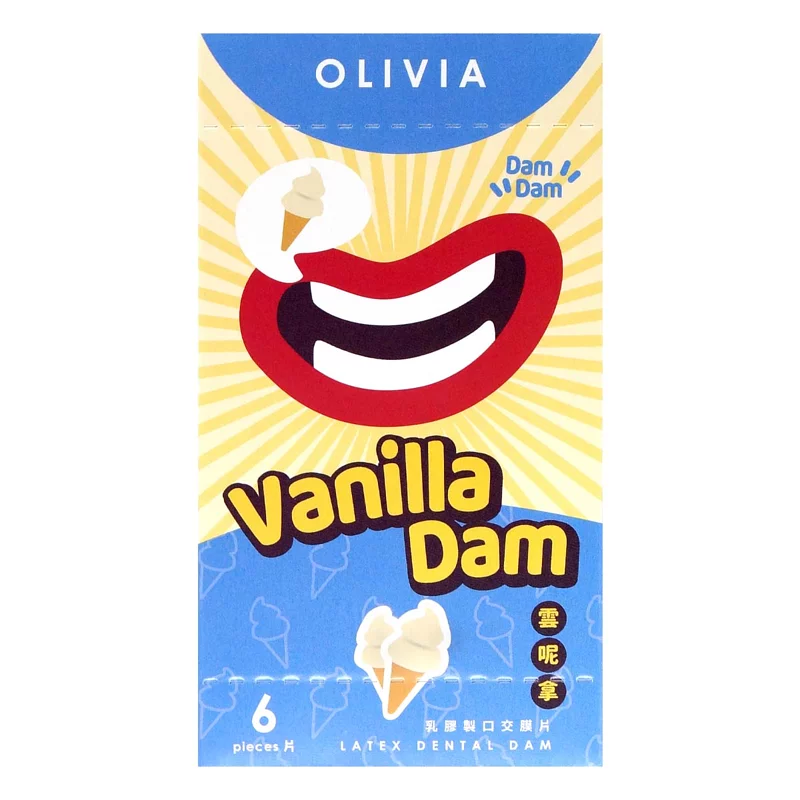 Olivia Vanilla Scent Dental Dam 6's Pack Latex