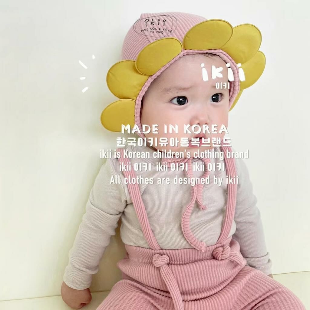 (現貨)韓國直送 ikii 花花吊帶褲 +帽仔set