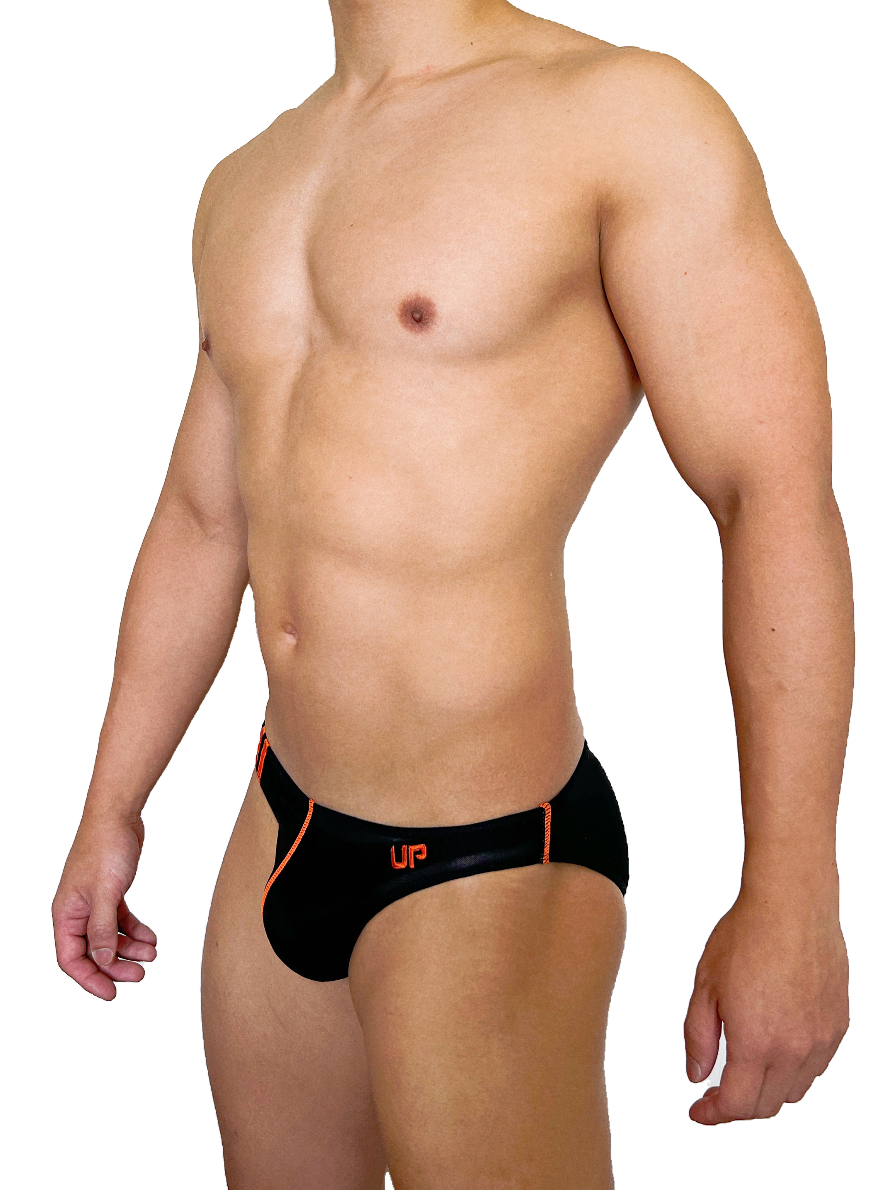 Mesh UP Sport 低腰三角內褲 極透黑/螢光橙