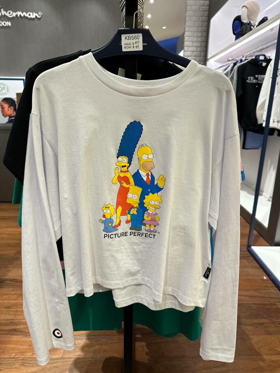 K] BEN SHERMAN WOMEN'S THE SIMPSON LONG SLEEVE T-SHIRT,WHITE