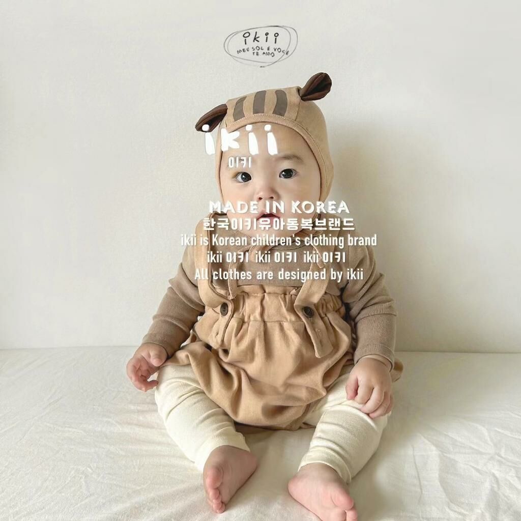 (現貨) 韓國直送ikii 松鼠仔吊帶褲+帽仔set