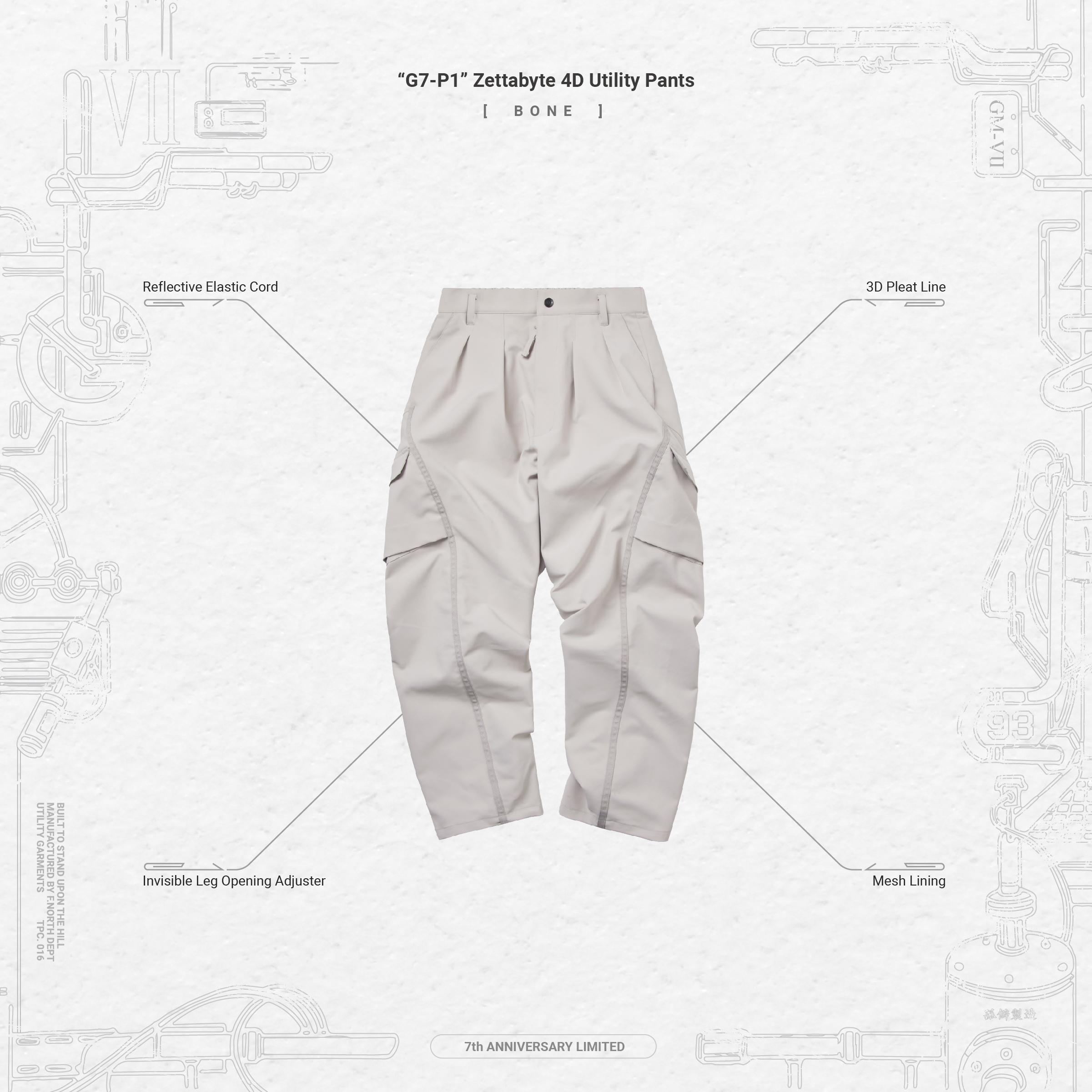 G7-P1” Zettabyte 4D Utility Pants - Bone