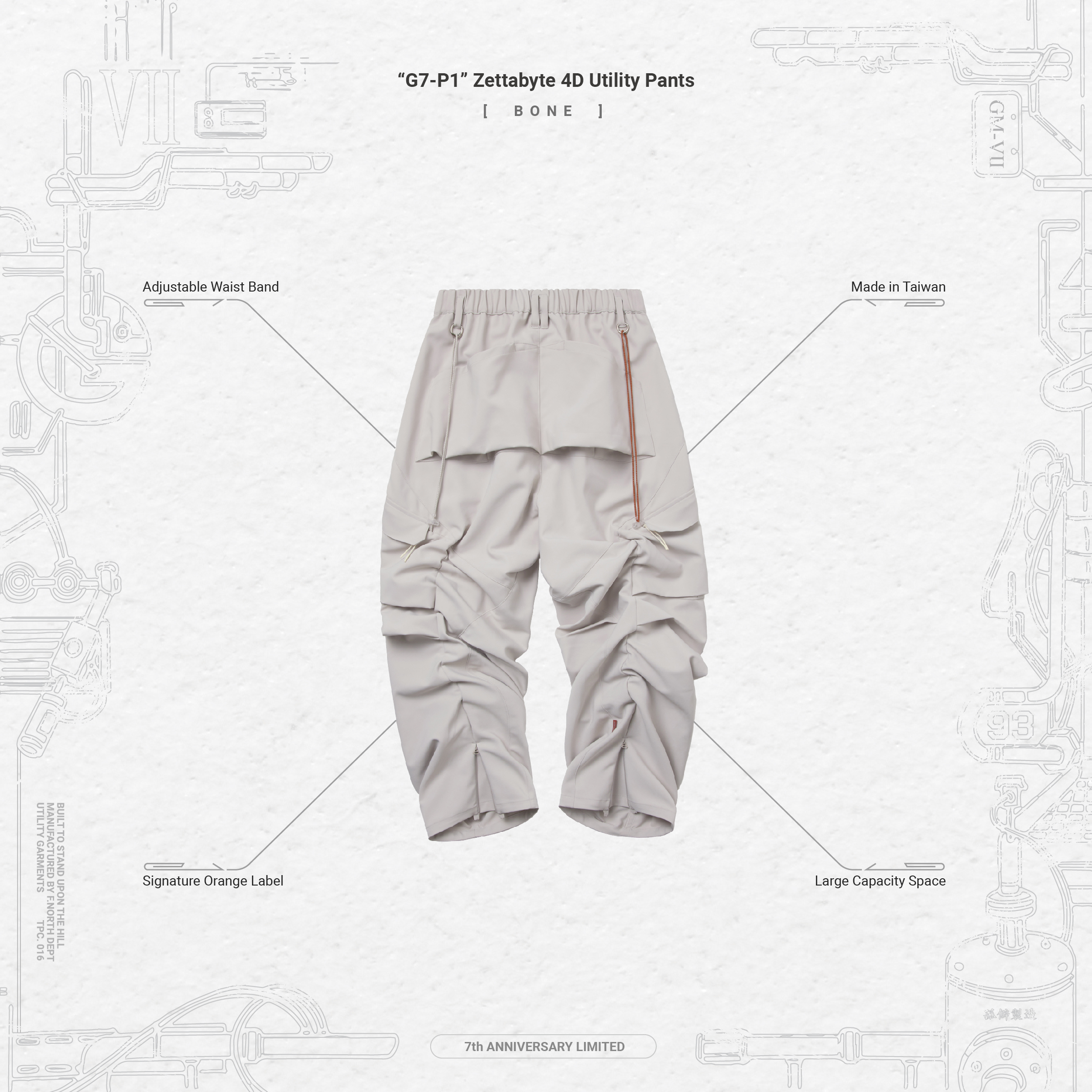 G7-P1” Zettabyte 4D Utility Pants - Bone