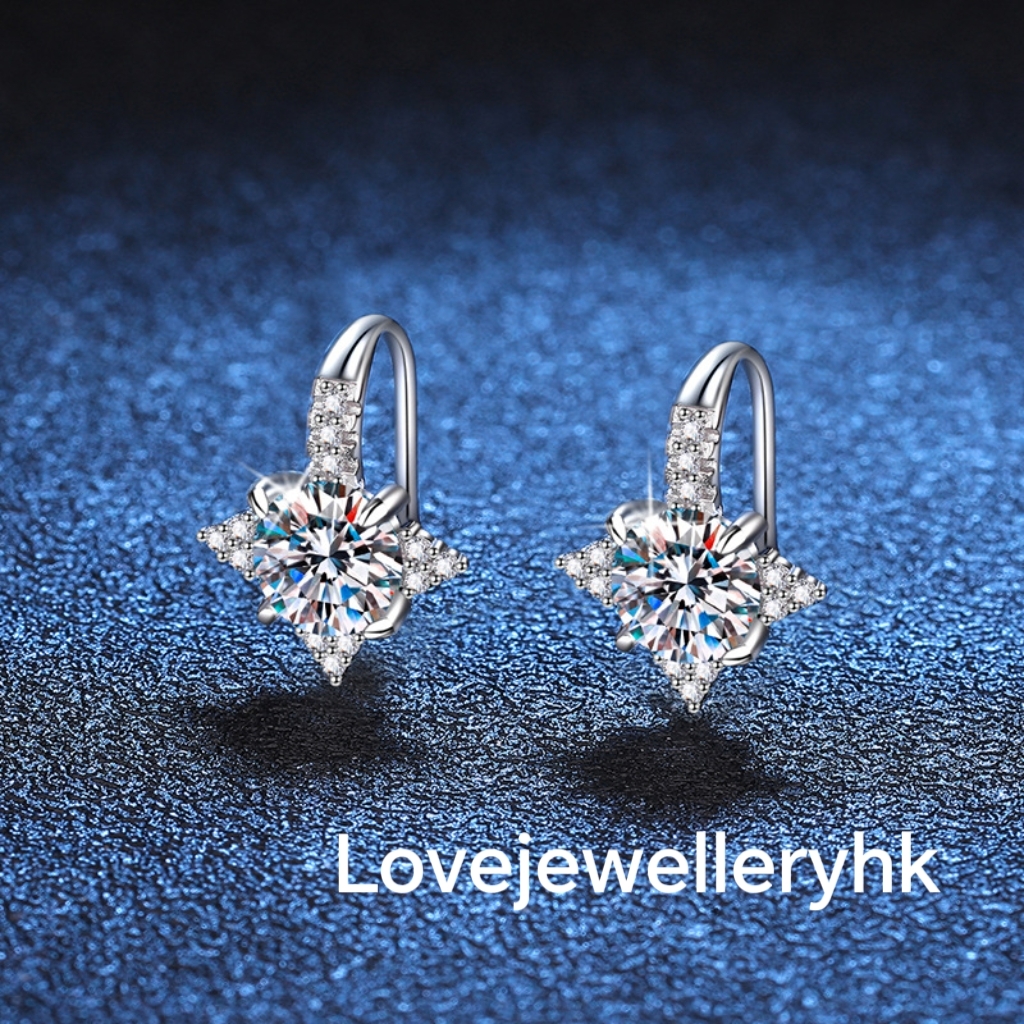 莫桑鑽短吊耳勾 E1C007