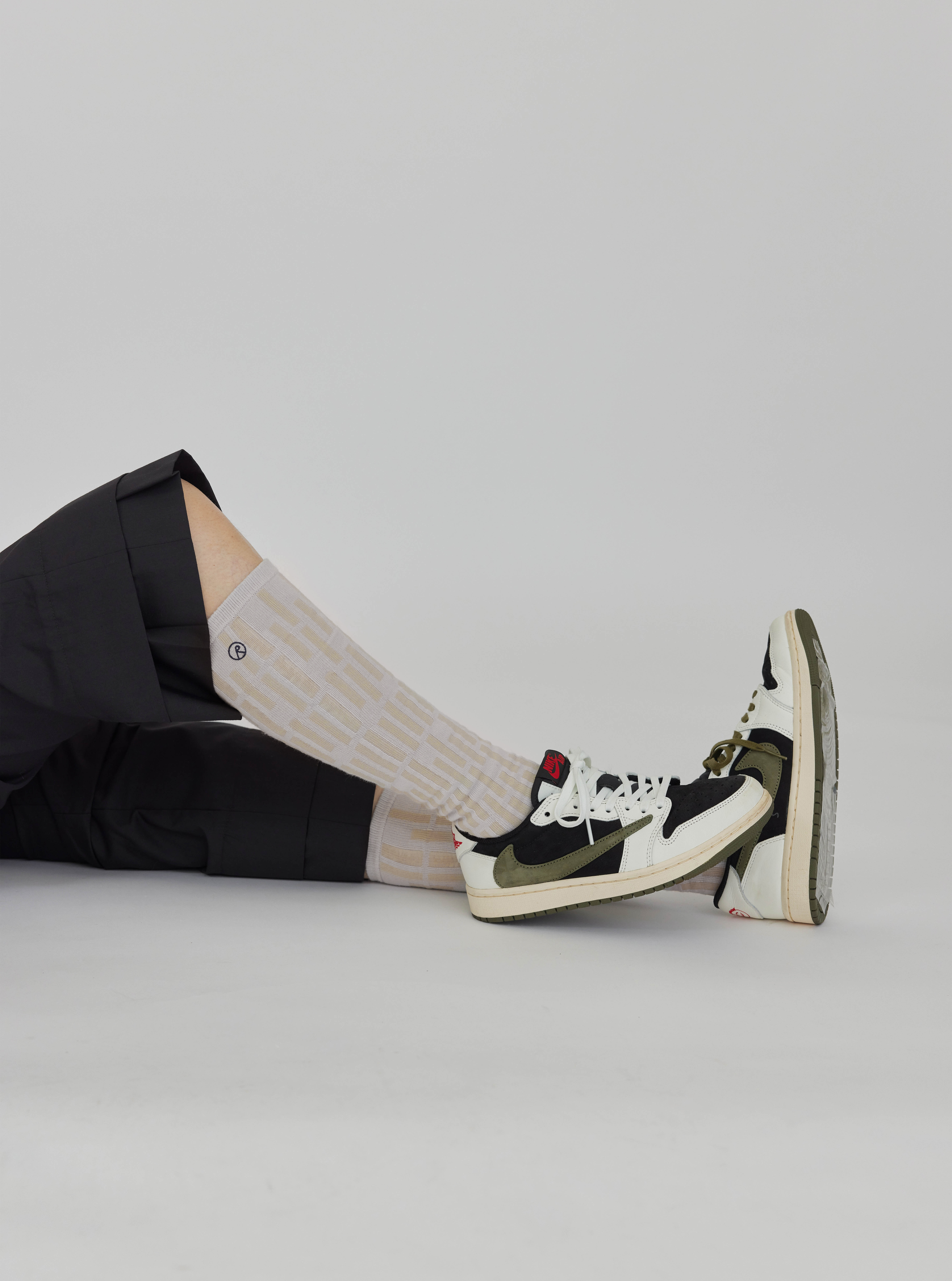 Striped Knee Highs | Light Gray