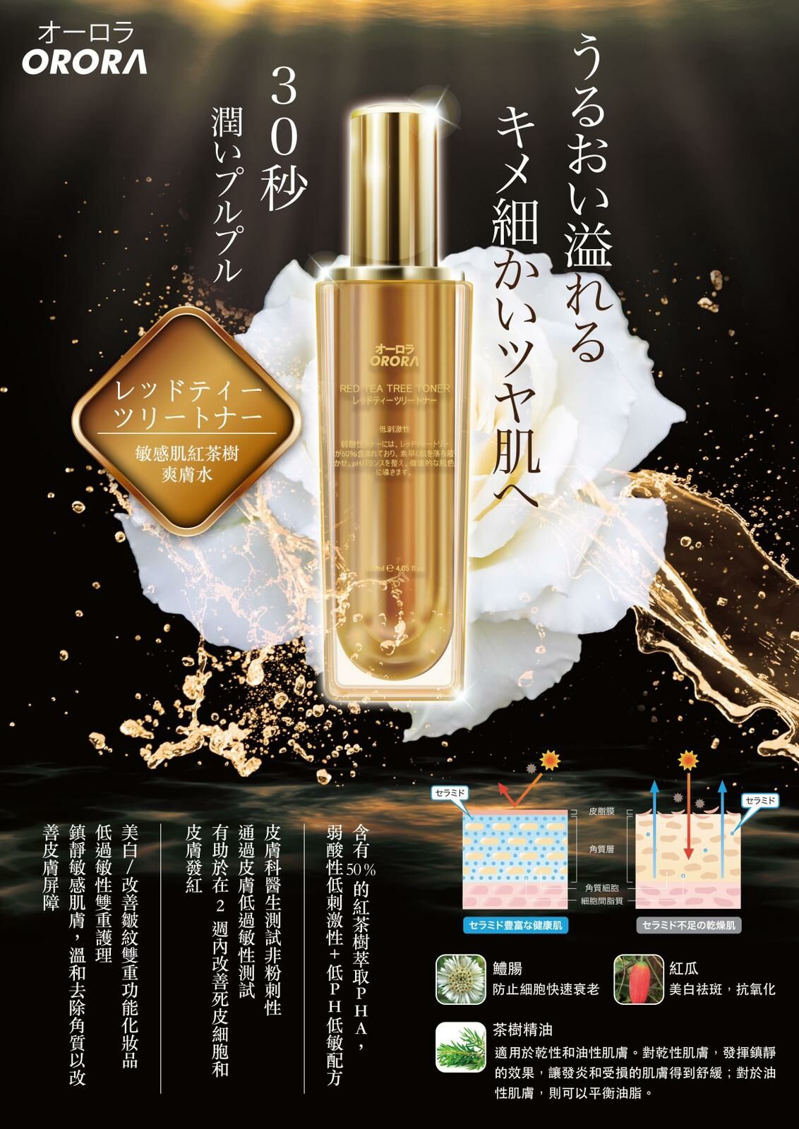 日本Orora敏感肌紅茶樹爽膚水120ml