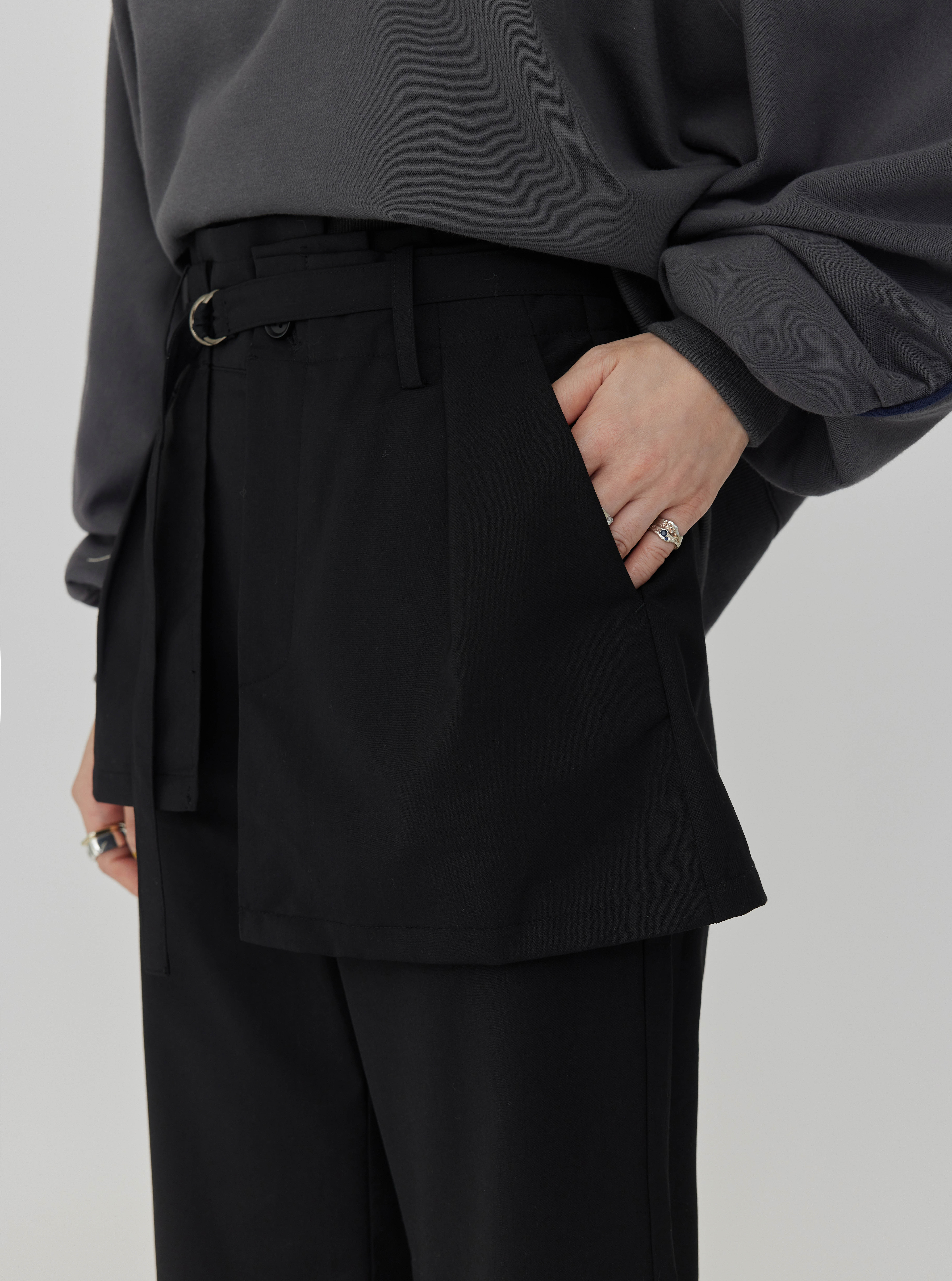 Layered Flared Pants | Black