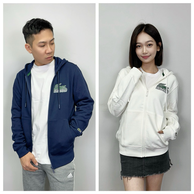Lacoste 鱷魚 側邊Logo 無刷毛 連帽外套