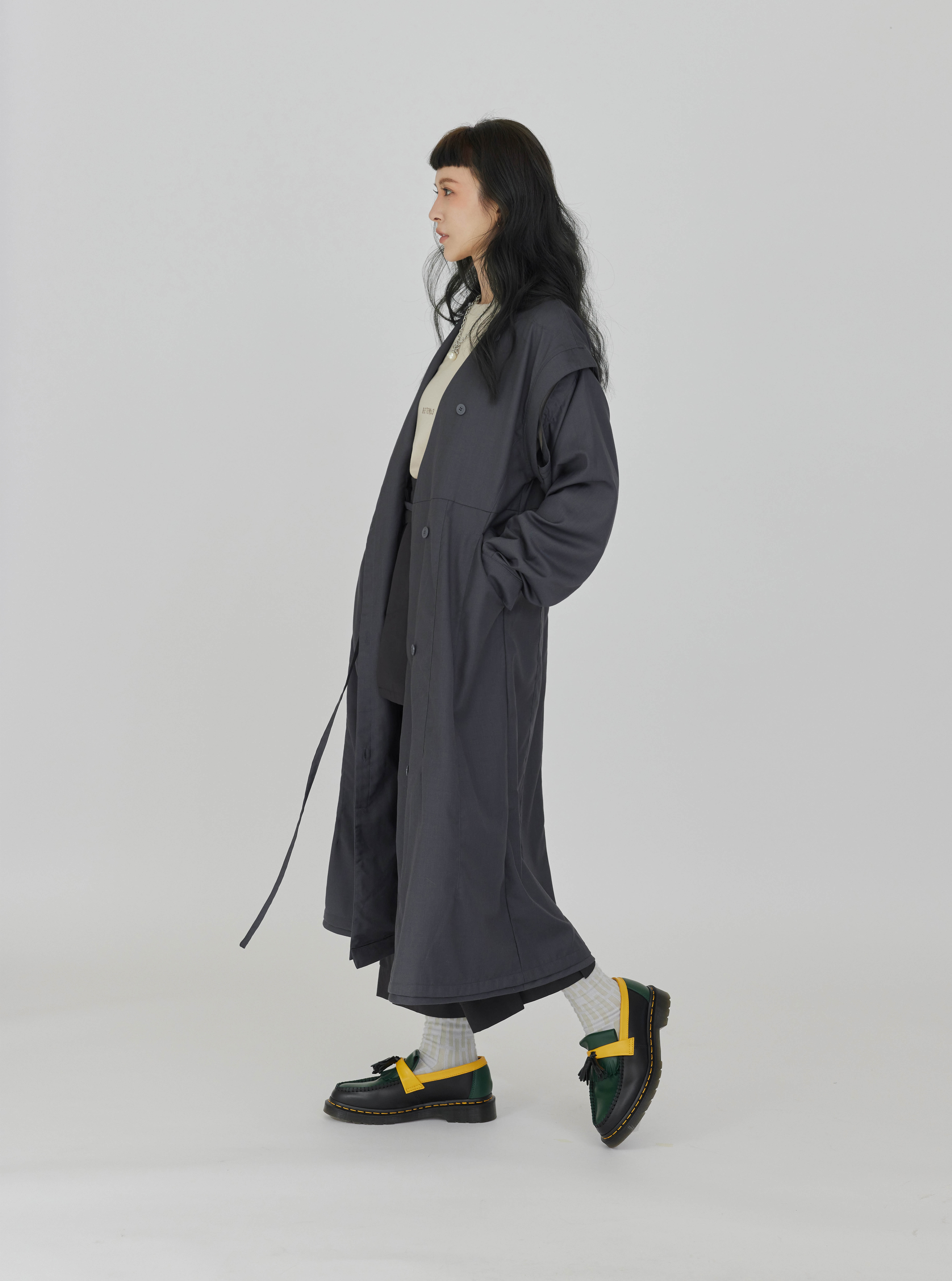 Convertible Sleeve Coat Dress | Gray