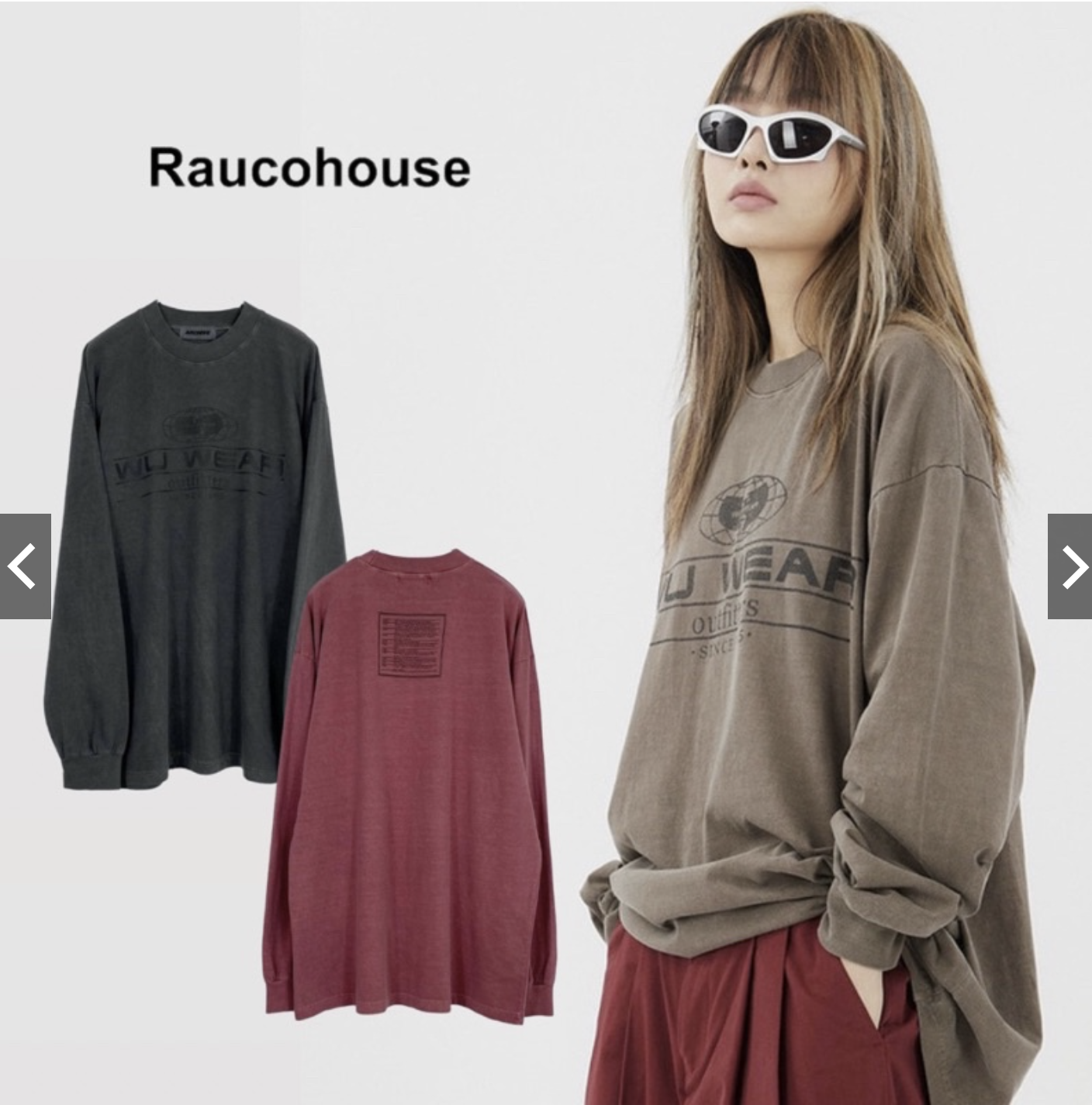 韓國 Raucohouse (SALE) 樂團系列垂墜感薄長袖 寬鬆版型 落肩 薄長袖 樂團 長袖