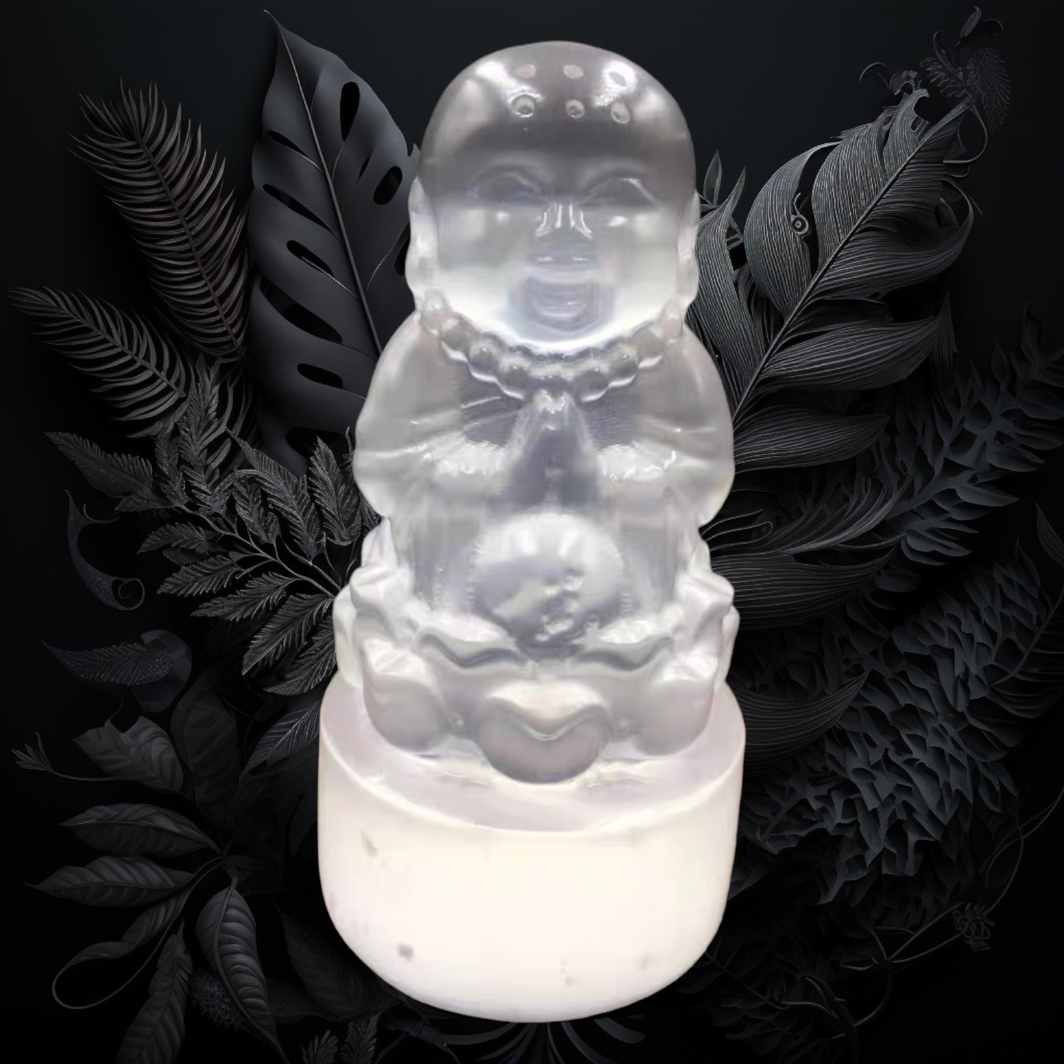 透石膏石 彌勒佛 (水晶淨化柱)