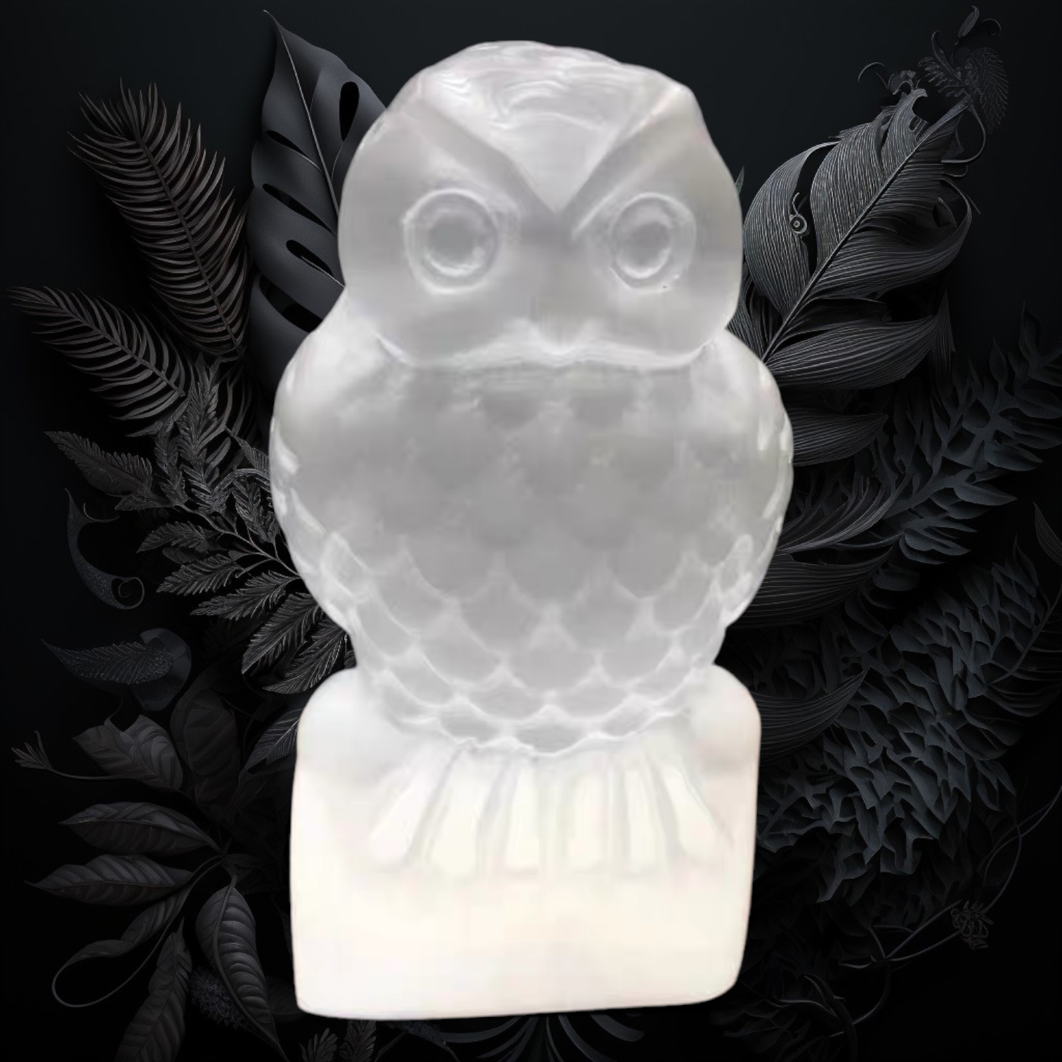 透石膏石 貓頭鷹 (水晶淨化柱)