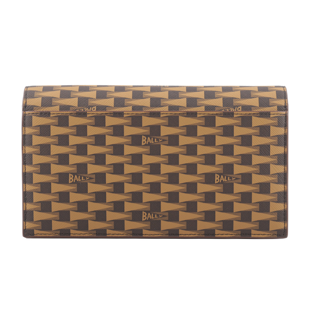 【BALLY】Pennant Monogram 塗層帆布及皮革皮夾式斜背包(棕色) 6304812