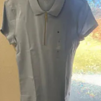 [S] TOMMY HILFIGER SLIM FIT ESSENTIAL ZIP POLO,LIGHT BLUE, 76J1536-450 [FINAL SALE] (STH474)