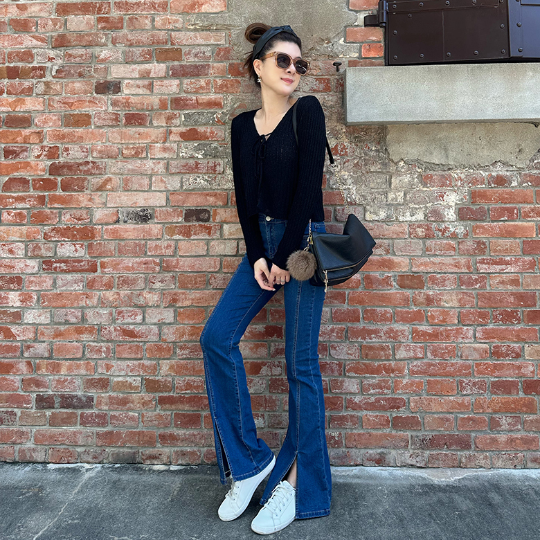 綁帶造型針織上衣