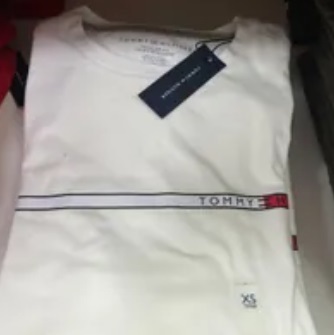 [S] TOMMY HILFIGER STRIPE TOMMY T-SHIRT,OPTIC WHITE, 78J9473-101 (STH475)