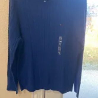 [S] TOMMY HILFIGER CABLE KNIT SWEATER,BLUE, 76J4220-402 (STH483)