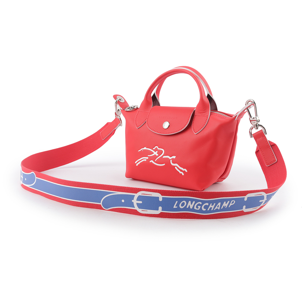 【LONGCHAMP】LE PLIAGE XTRA 撞色背帶牛皮迷你二用折疊包(紅色) L1500 HDA 545