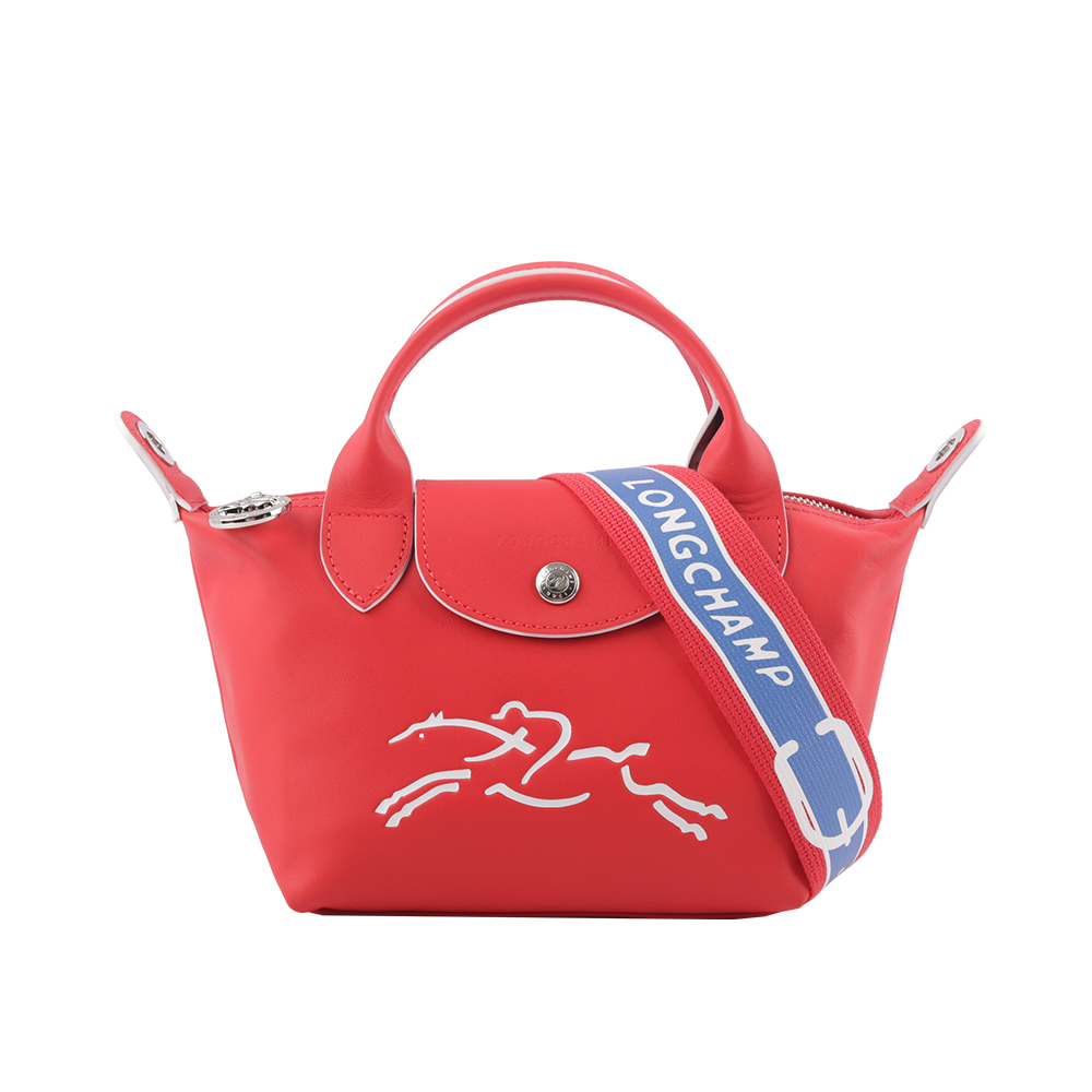 【LONGCHAMP】LE PLIAGE XTRA 撞色背帶牛皮迷你二用折疊包(紅色) L1500 HDA 545