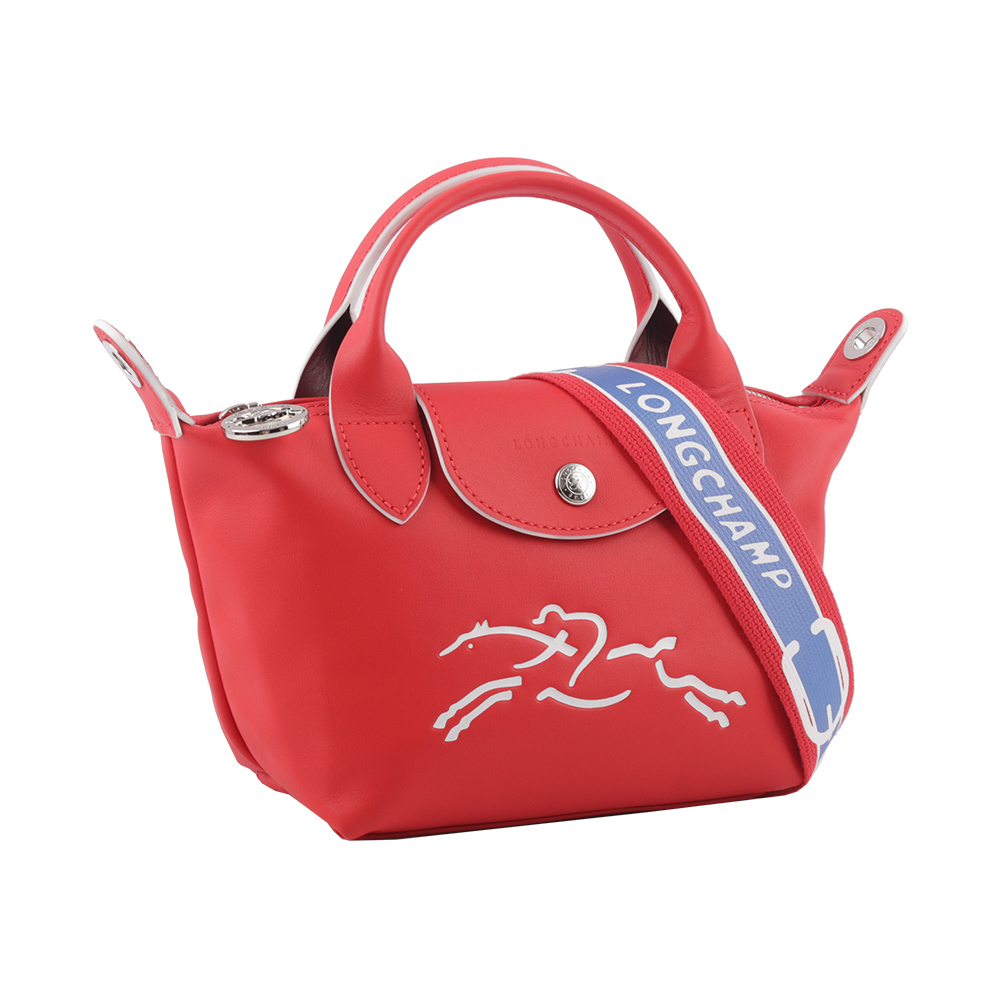 【LONGCHAMP】LE PLIAGE XTRA 撞色背帶牛皮迷你二用折疊包(紅色) L1500 HDA 545