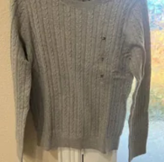 [S] TOMMY HILFIGER CABLE KNIT SWEATER,GREY, 76J4220-030 (STH485)