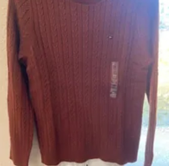 [S] TOMMY HILFIGER CABLE KNIT SWEATER,BROWN, 76J4220-201 (STH487)