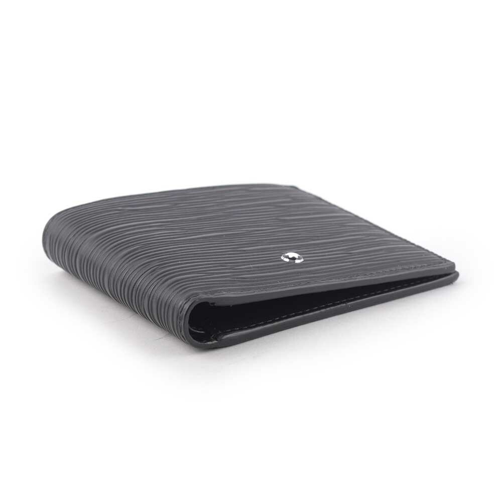 【MONTBLANC 萬寶龍】Meisterstuck 4810 系列牛皮對開8卡短夾(黑色) 130927