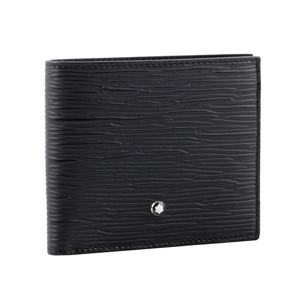 【MONTBLANC 萬寶龍】Meisterstuck 4810 系列牛皮對開8卡短夾(黑色) 130927