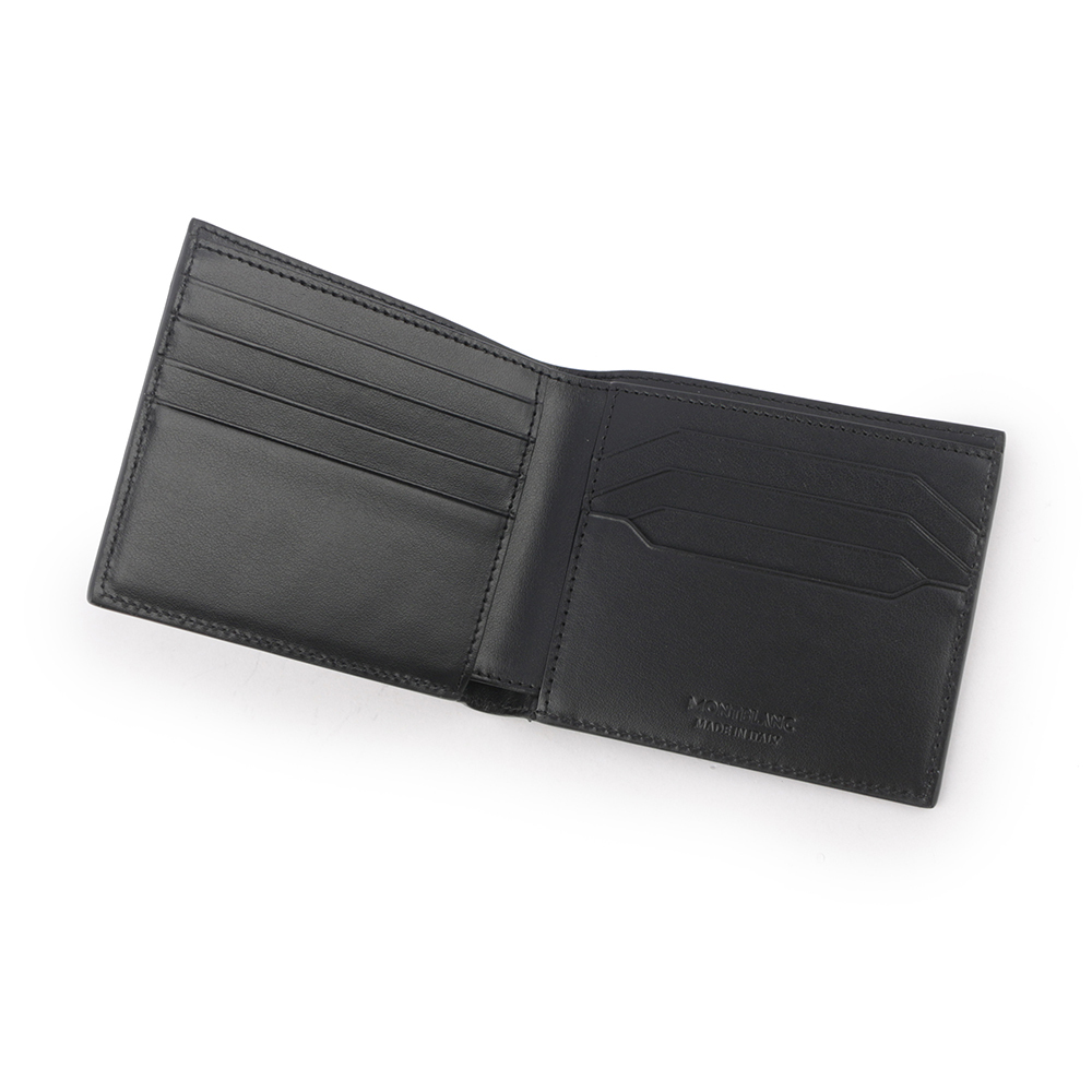 【MONTBLANC 萬寶龍】Meisterstuck 4810 系列牛皮對開8卡短夾(黑色) 130927