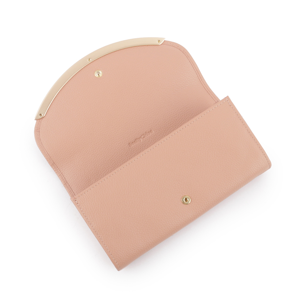 【SEE BY CHLOE】Lizzie 弧形標誌牛皮翻蓋長夾(粉色) CHS17WP5823496I3