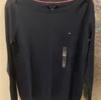 [S] TOMMY HILFIGER SOLID BOATNECK SWEATER,NAVY, 76J3281-410 (STH499)